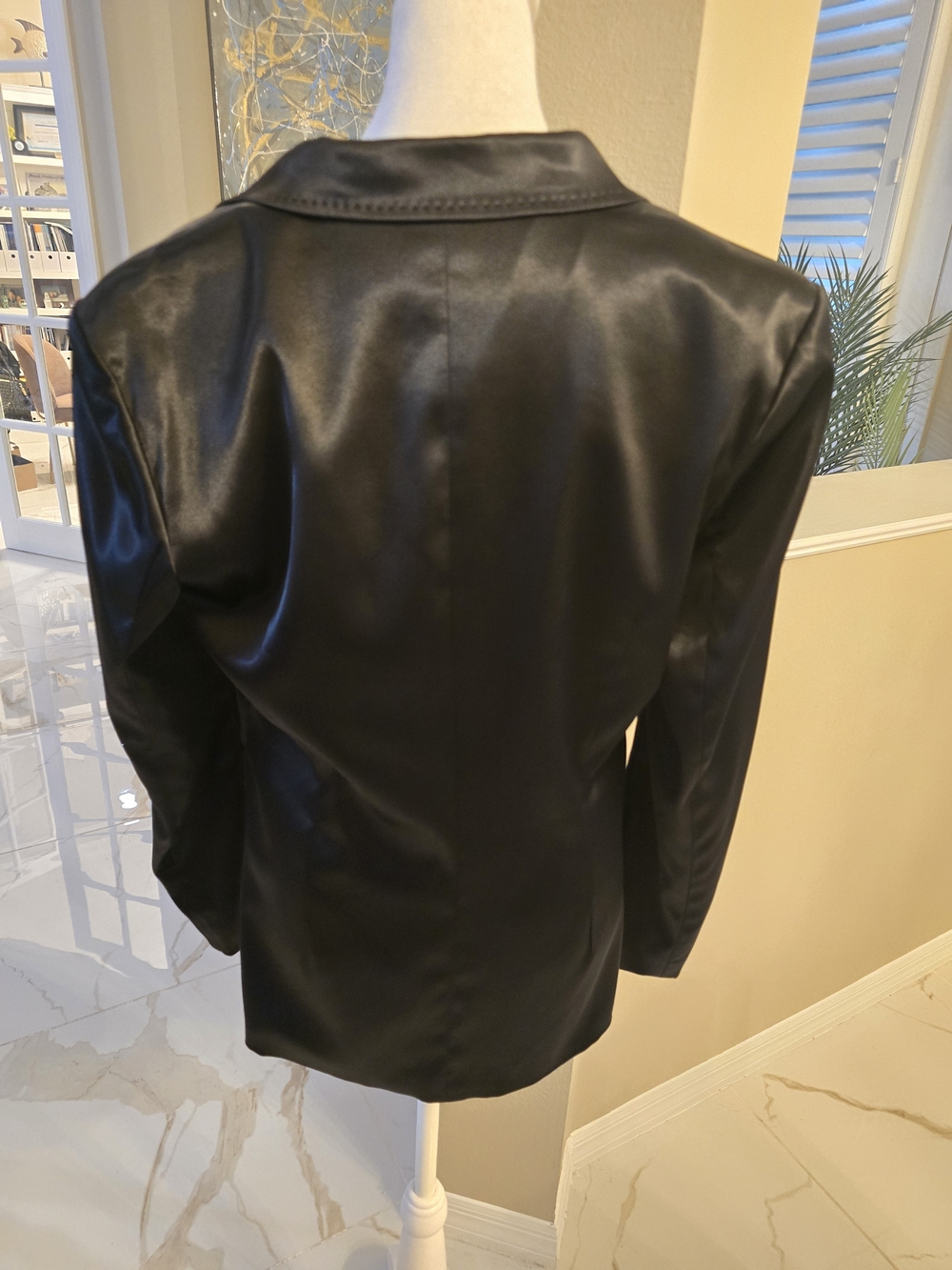INC International Concepts Black Satin Blazer Jacket